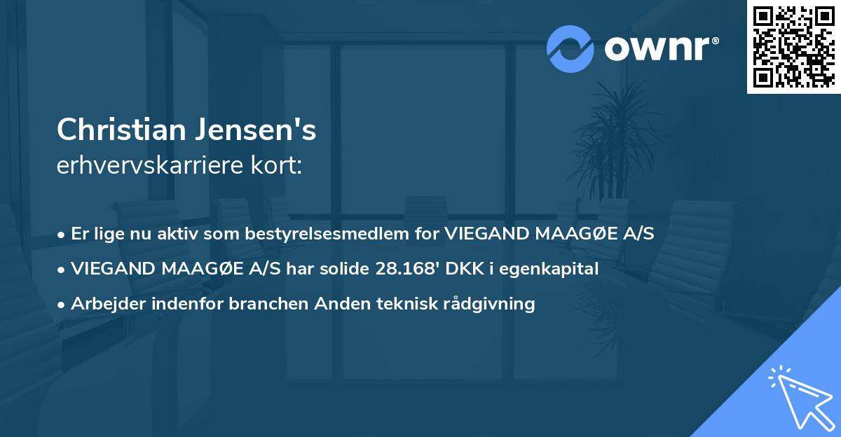 Christian Jensen's erhvervskarriere kort