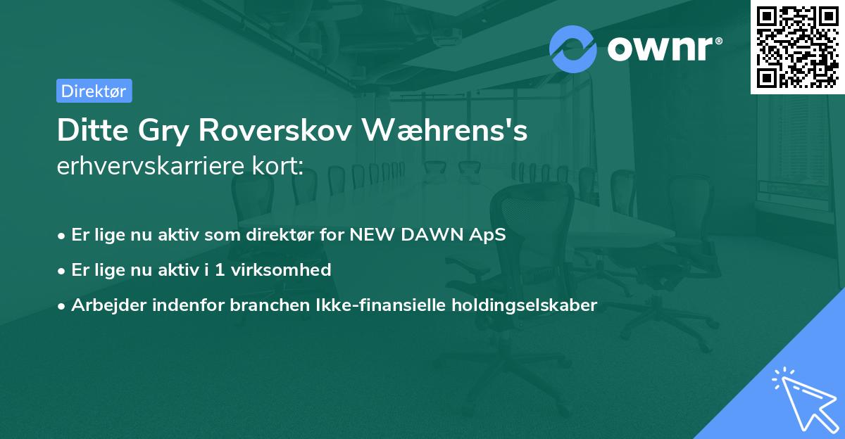 Ditte Gry Roverskov Wæhrens's erhvervskarriere kort