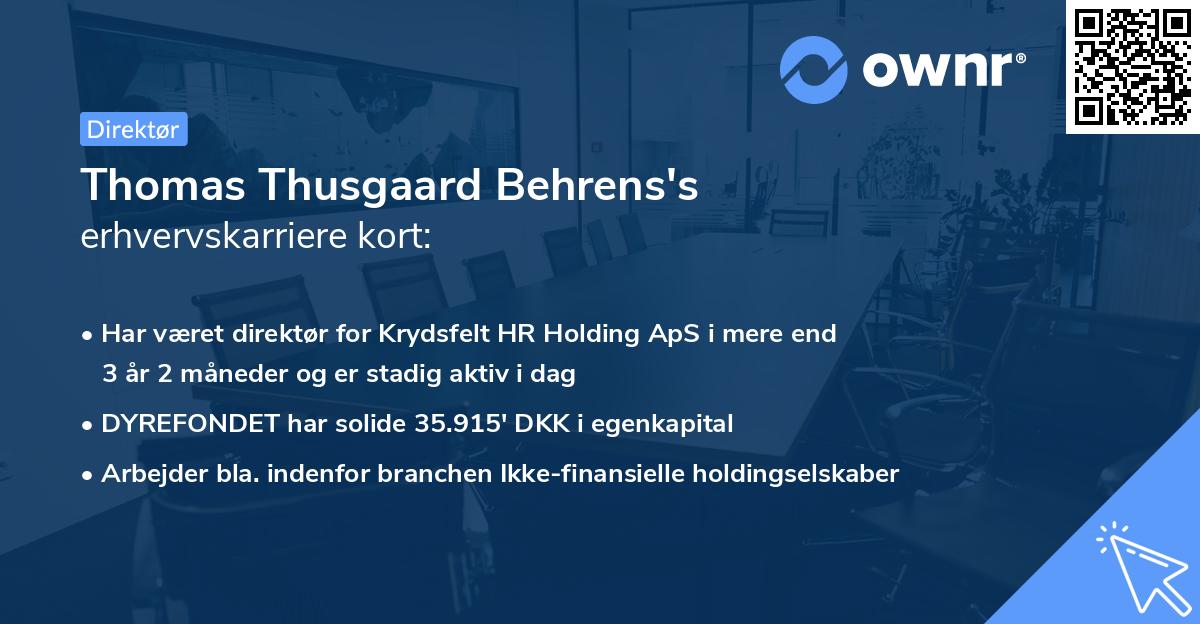 Thomas Thusgaard Behrens's erhvervskarriere kort