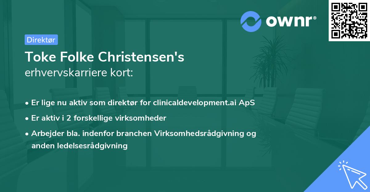 Toke Folke Christensen's erhvervskarriere kort