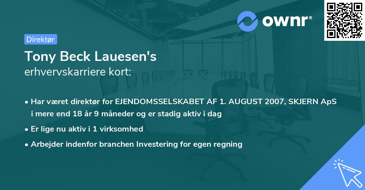 Tony Beck Lauesen's erhvervskarriere kort