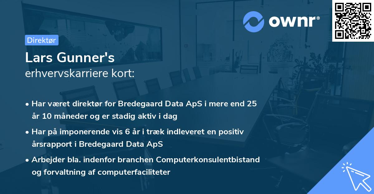 Lars Gunner's erhvervskarriere kort