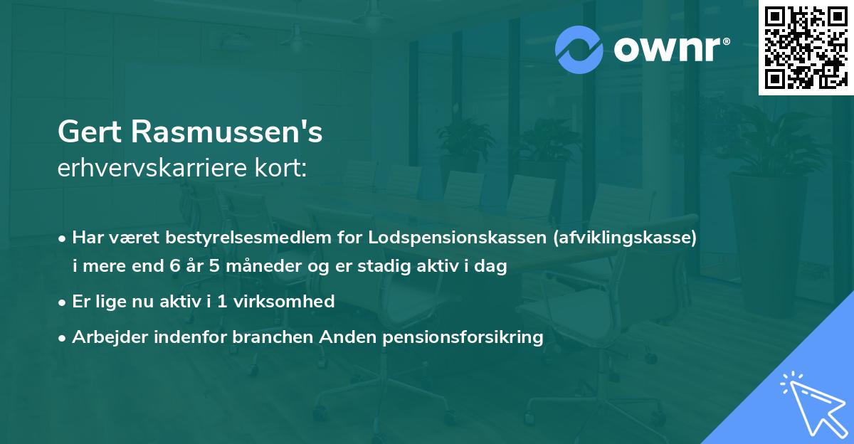 Gert Rasmussen's erhvervskarriere kort