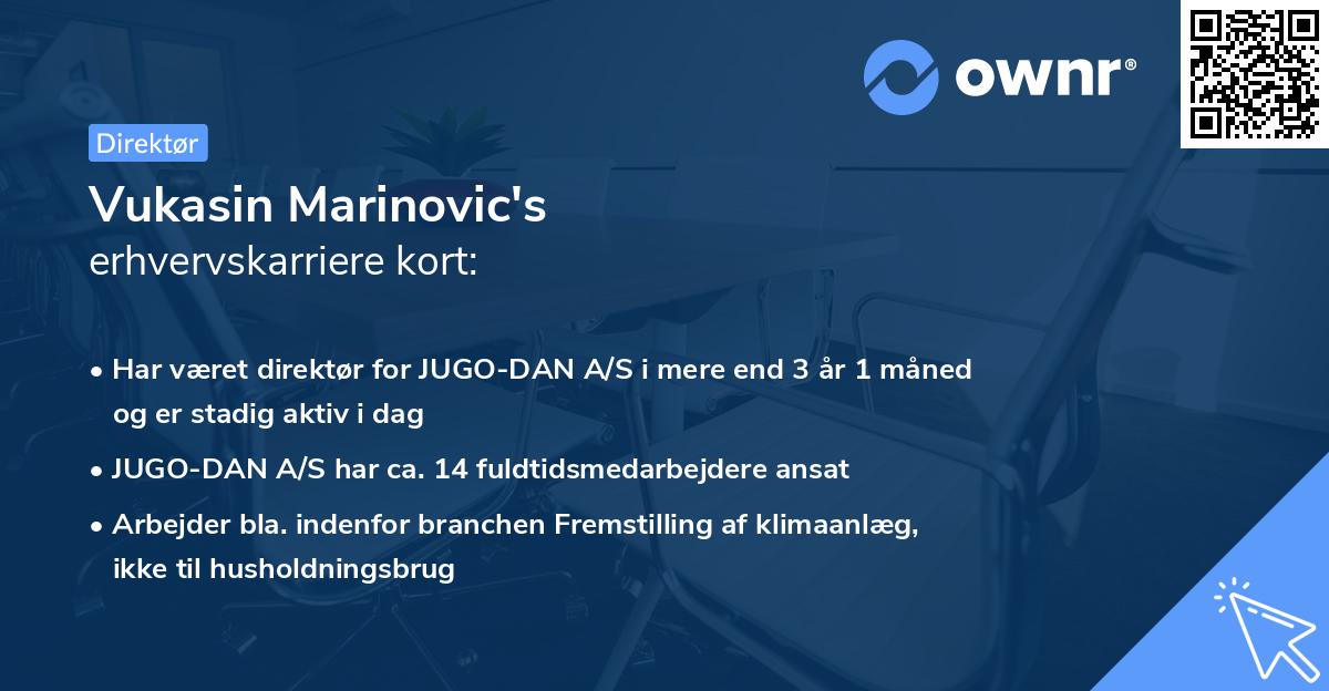 Vukasin Marinovic's erhvervskarriere kort