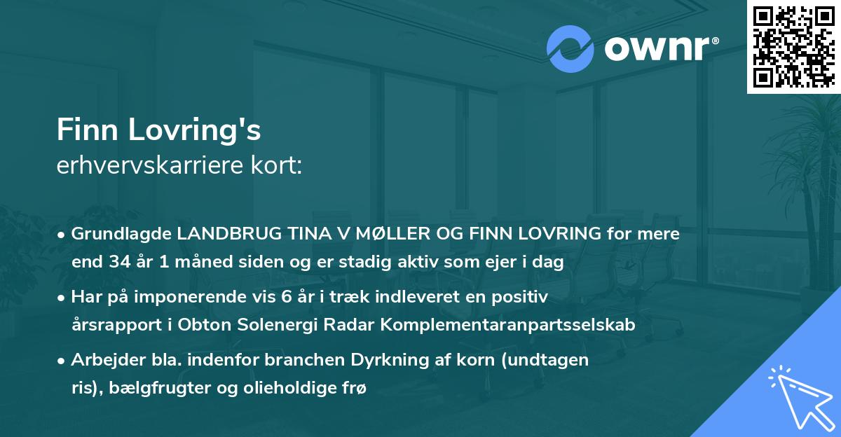 Finn Lovring's erhvervskarriere kort