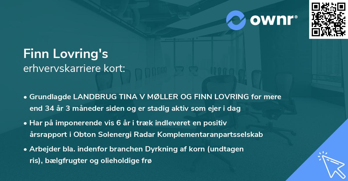 Finn Lovring's erhvervskarriere kort