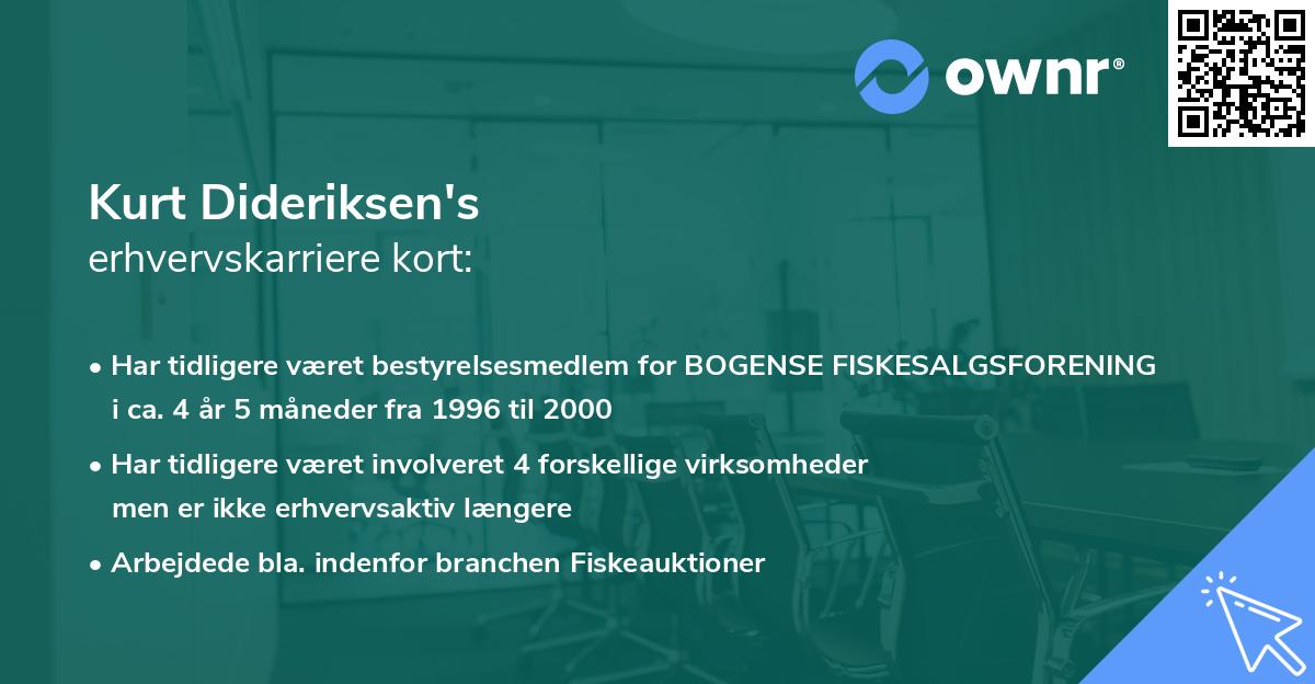 Kurt Dideriksen's erhvervskarriere kort
