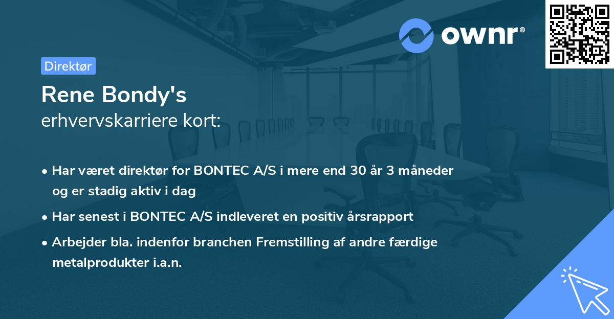 Rene Bondy's erhvervskarriere kort