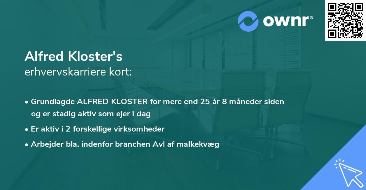 Alfred Kloster's erhvervskarriere kort