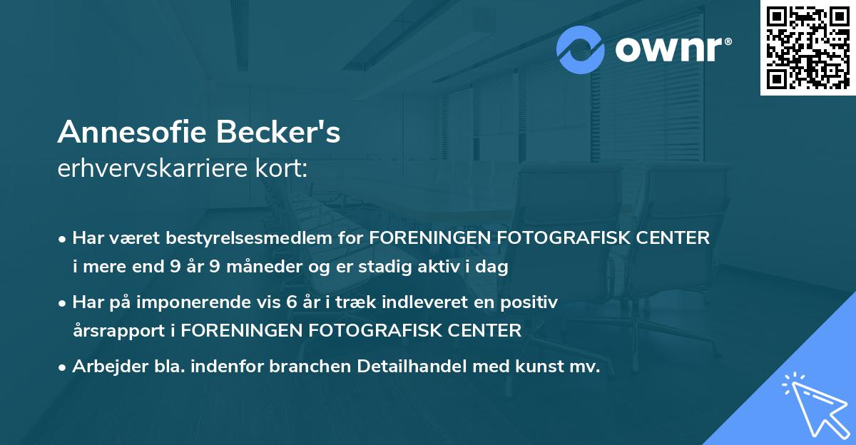 Annesofie Becker's erhvervskarriere kort