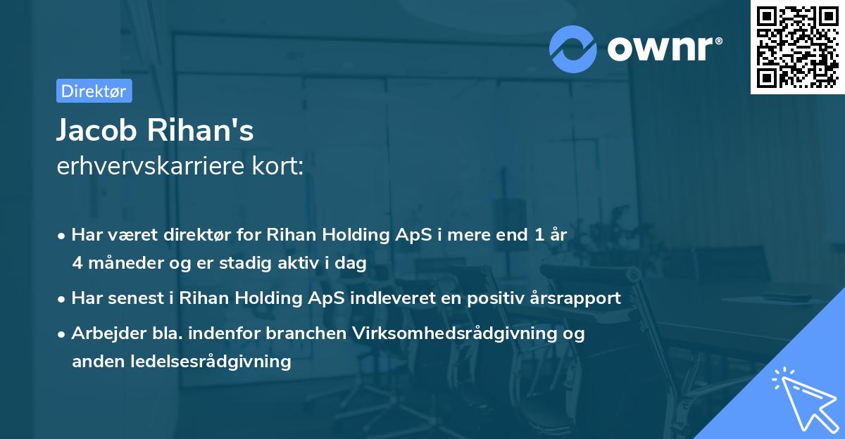 Jacob Rihan's erhvervskarriere kort
