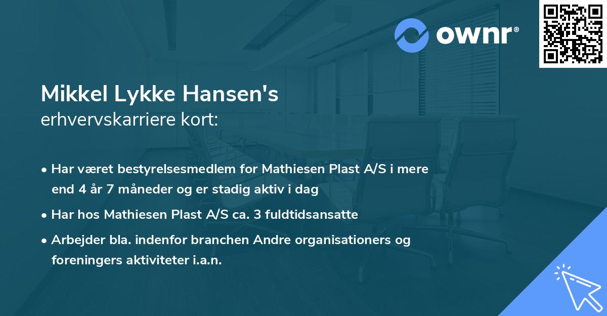 Mikkel Lykke Hansen's erhvervskarriere kort