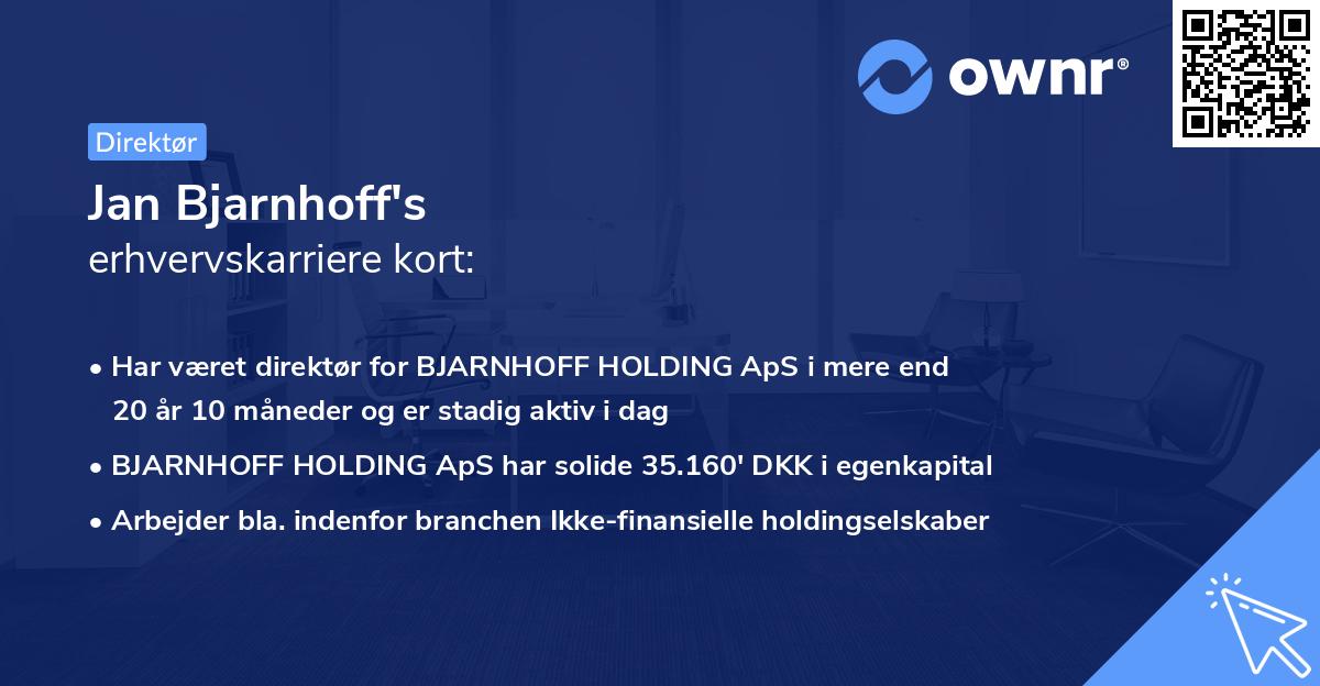 Jan Bjarnhoff's erhvervskarriere kort