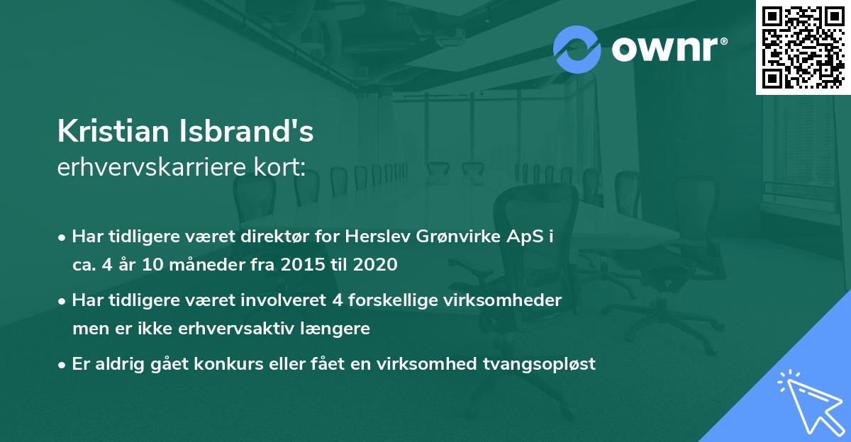 Kristian Isbrand's erhvervskarriere kort