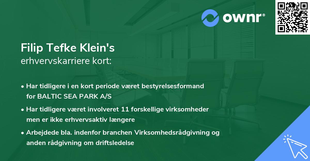 Filip Tefke Klein's erhvervskarriere kort