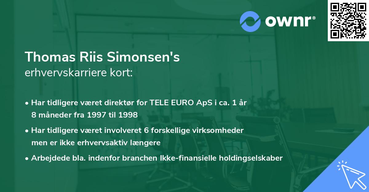 Thomas Riis Simonsen's erhvervskarriere kort