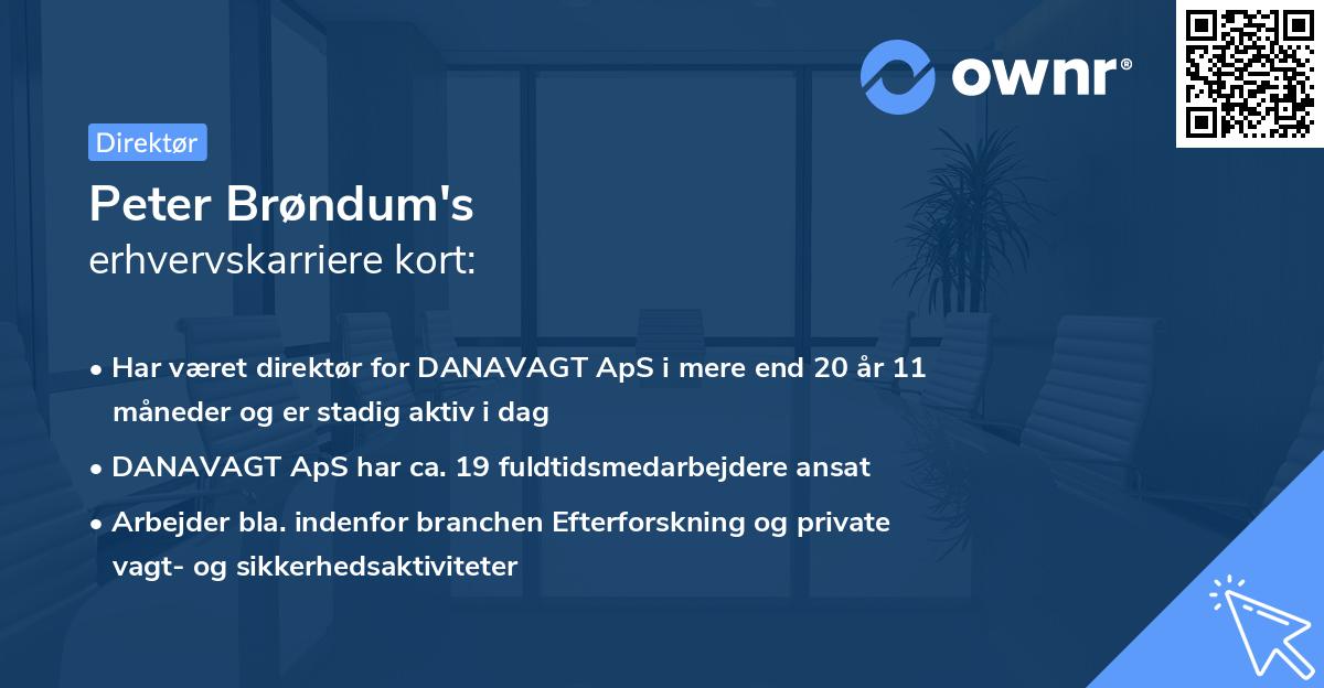 Peter Brøndum's erhvervskarriere kort