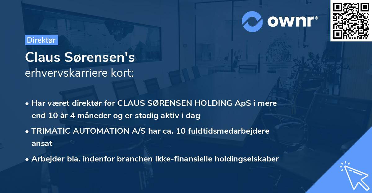 Claus Sørensen's erhvervskarriere kort