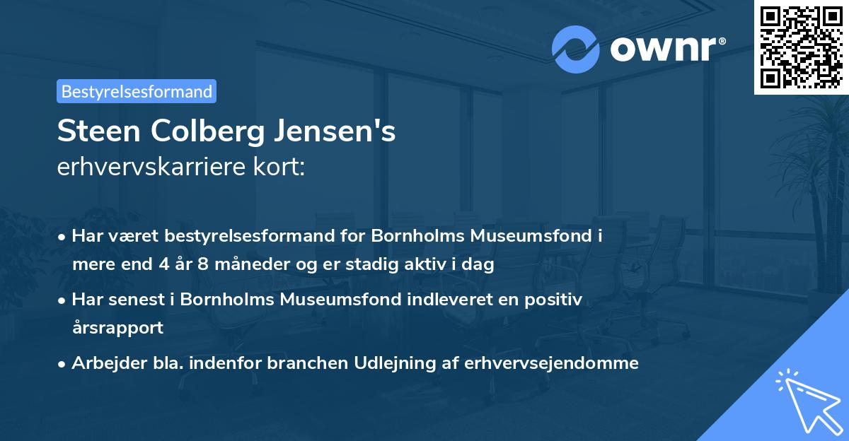 Steen Colberg Jensen's erhvervskarriere kort