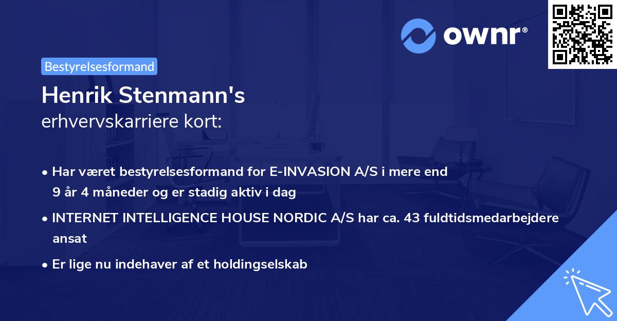 Henrik Stenmann's erhvervskarriere kort