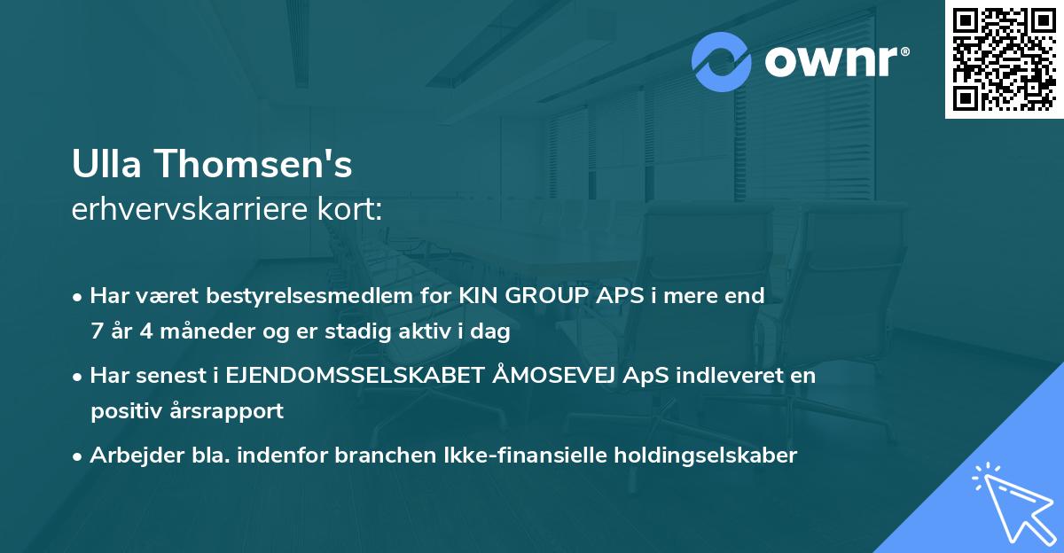 Ulla Thomsen's erhvervskarriere kort