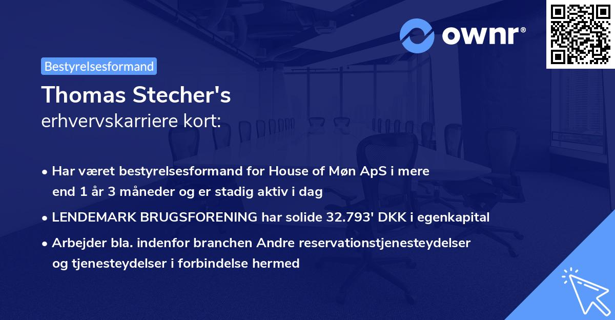 Thomas Stecher's erhvervskarriere kort