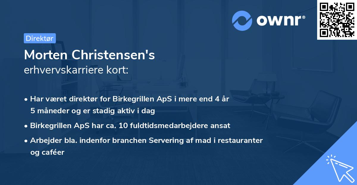 Morten Christensen's erhvervskarriere kort
