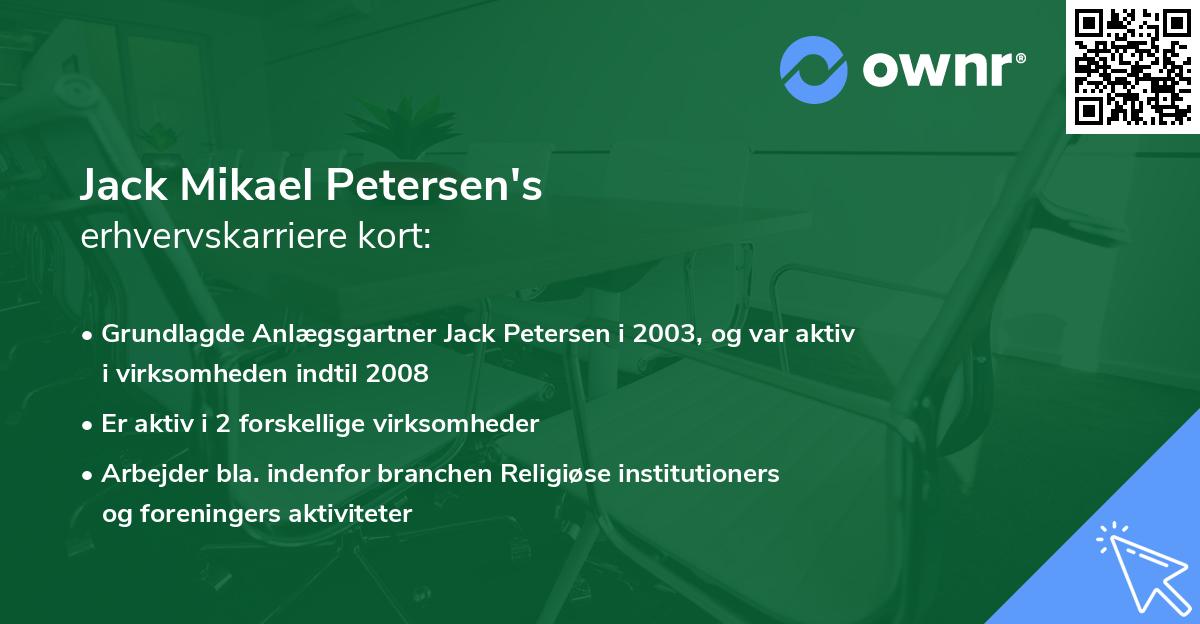 Jack Mikael Petersen's erhvervskarriere kort