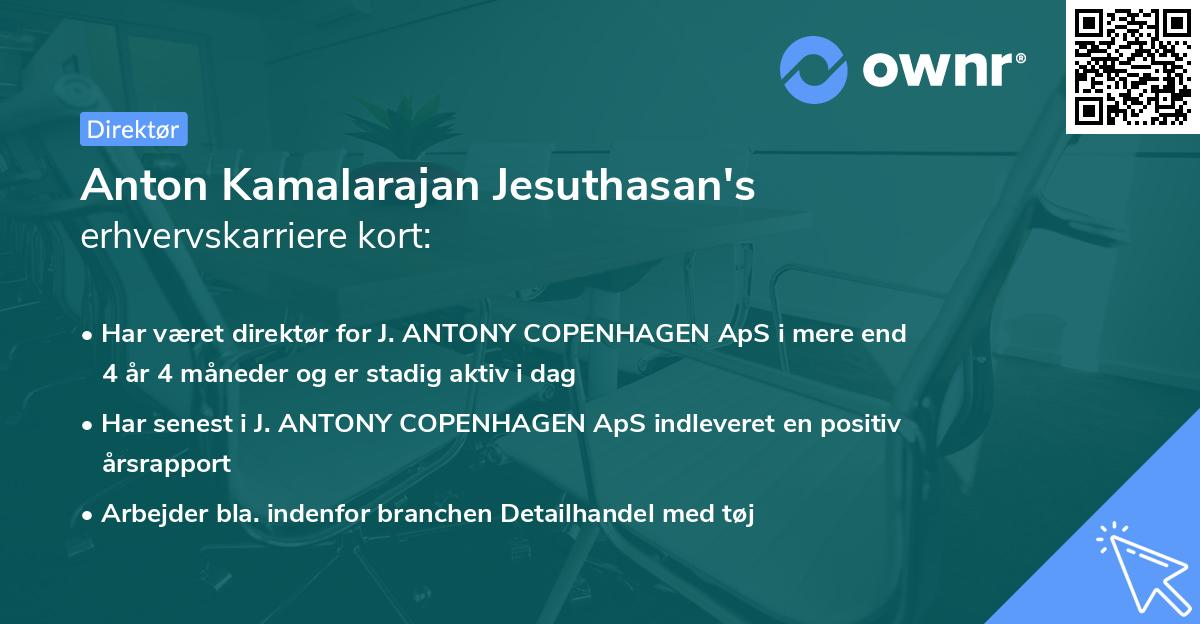 Anton Kamalarajan Jesuthasan's erhvervskarriere kort