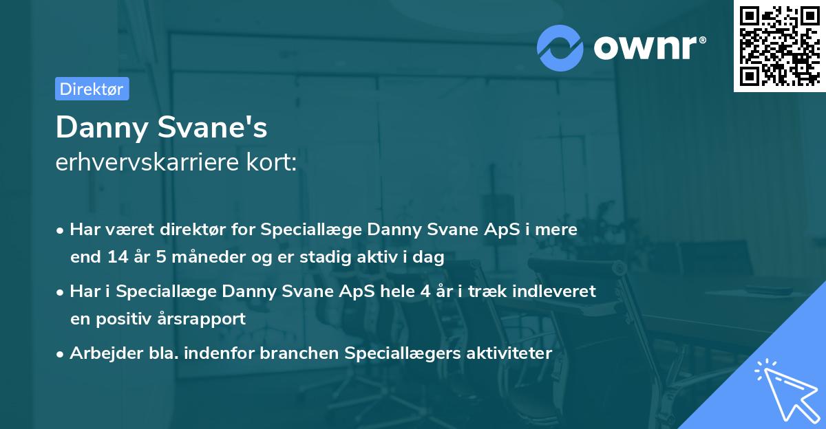 Danny Svane's erhvervskarriere kort
