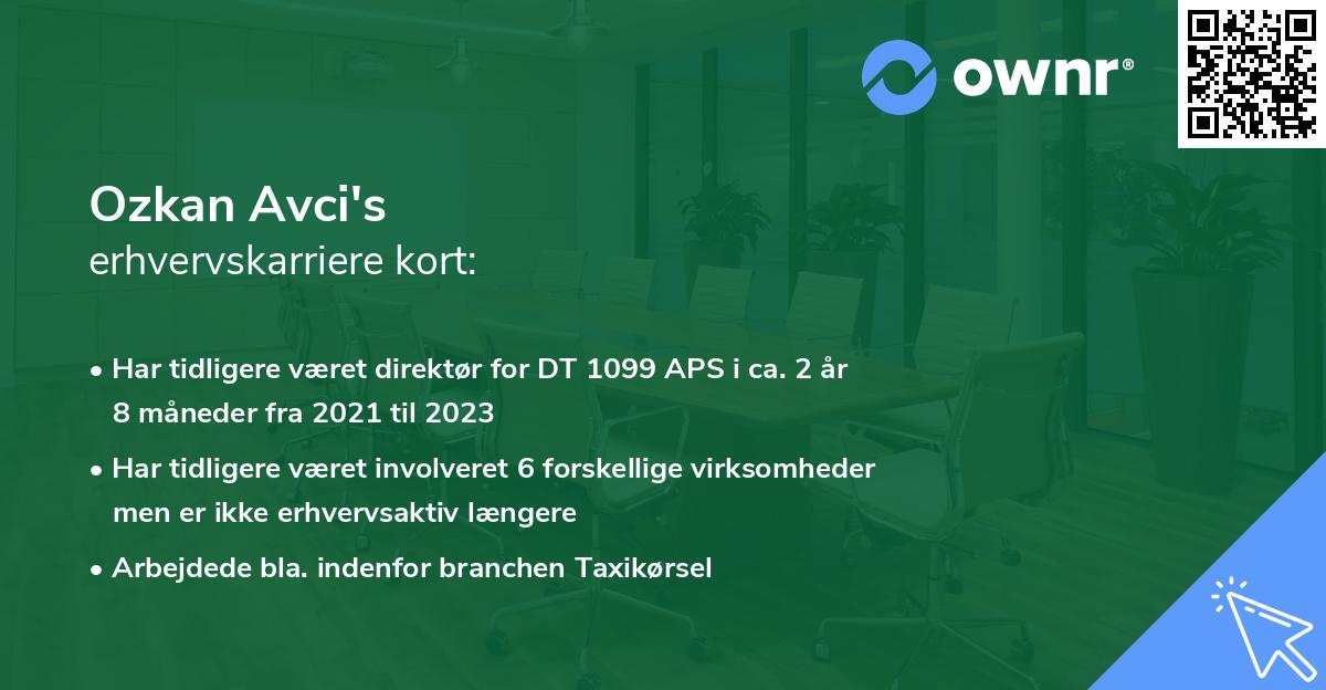 Ozkan Avci's erhvervskarriere kort