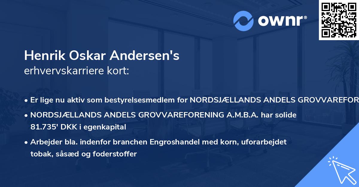 Henrik Oskar Andersen's erhvervskarriere kort