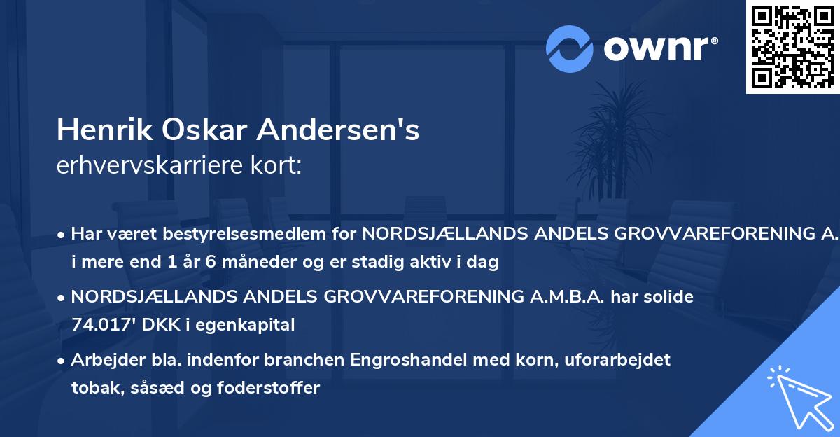 Henrik Oskar Andersen's erhvervskarriere kort