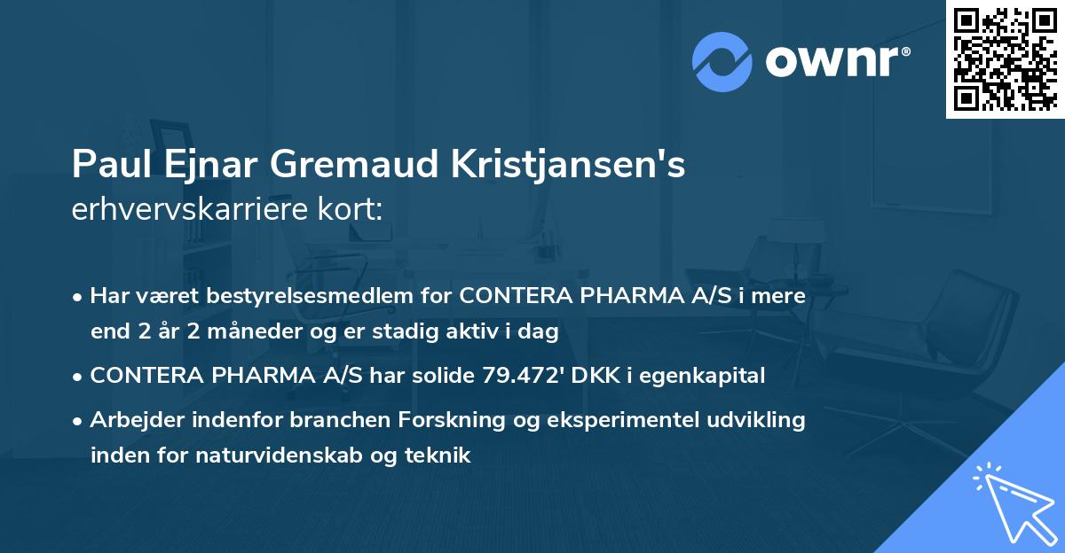 Paul Ejnar Gremaud Kristjansen's erhvervskarriere kort