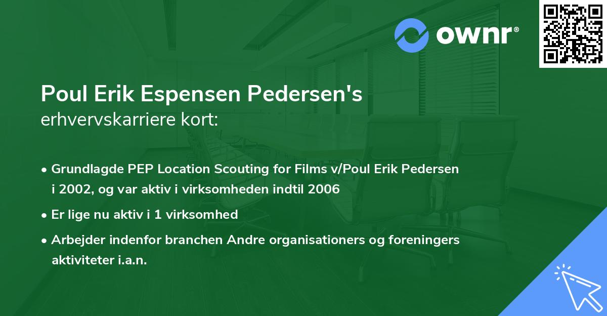 Poul Erik Espensen Pedersen's erhvervskarriere kort