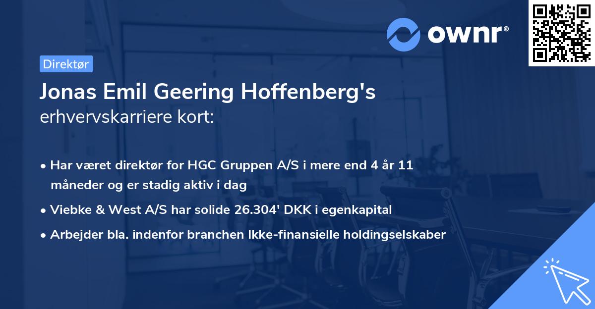 Jonas Emil Geering Hoffenberg's erhvervskarriere kort