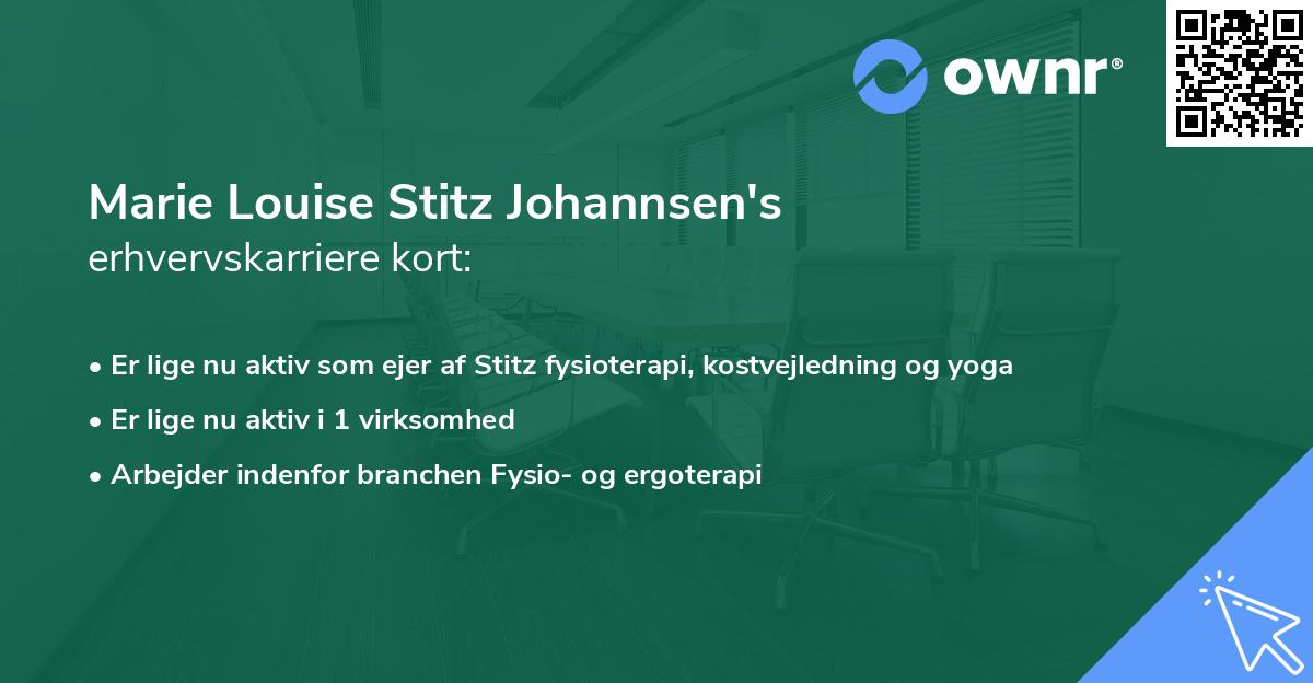 Marie Louise Stitz Johannsen's erhvervskarriere kort