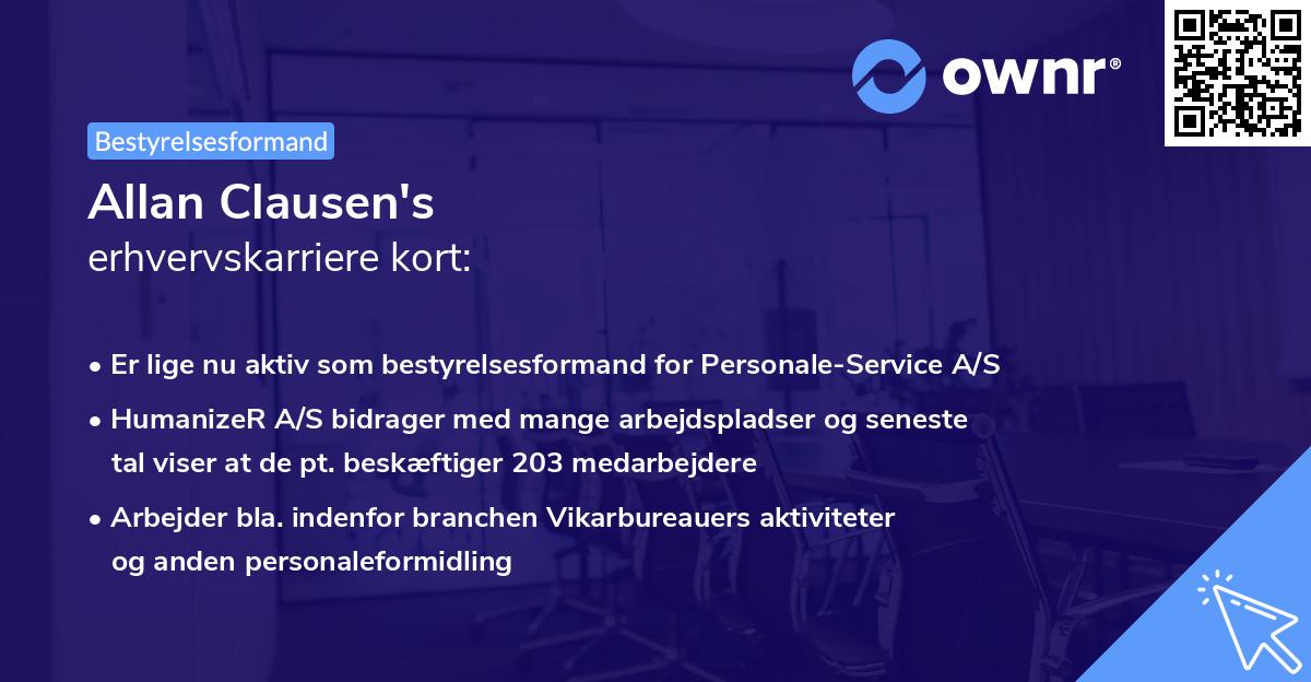 Allan Clausen's erhvervskarriere kort