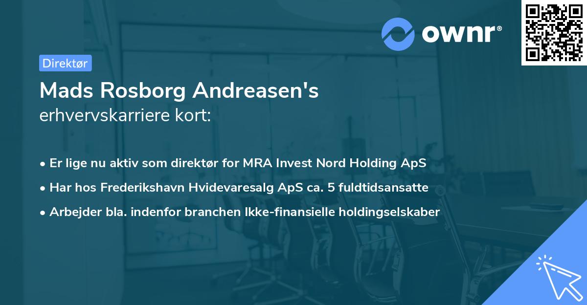 Mads Rosborg Andreasen's erhvervskarriere kort
