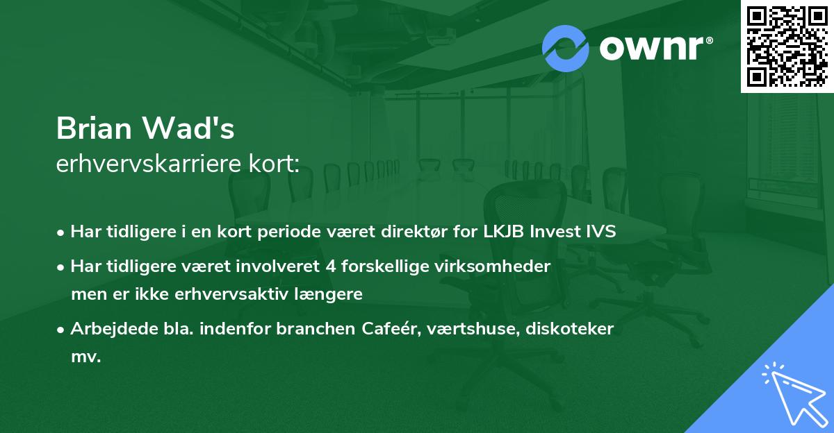 Brian Wad's erhvervskarriere kort