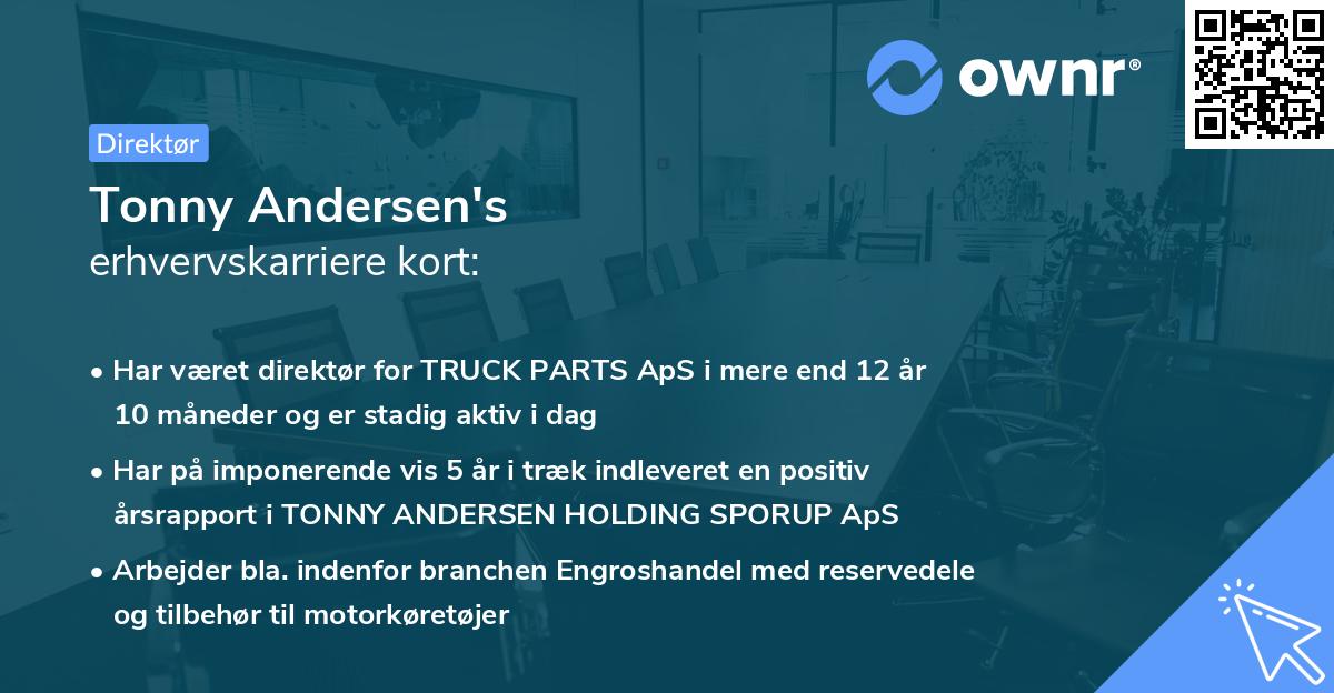 Tonny Andersen's erhvervskarriere kort