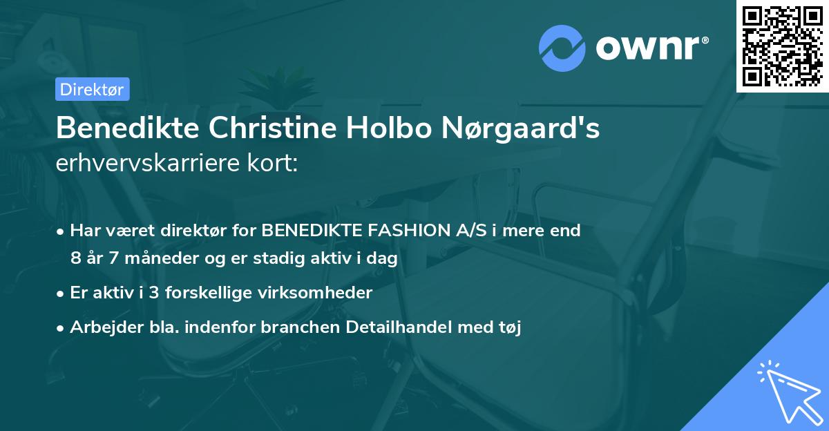 Benedikte Christine Holbo Nørgaard's erhvervskarriere kort