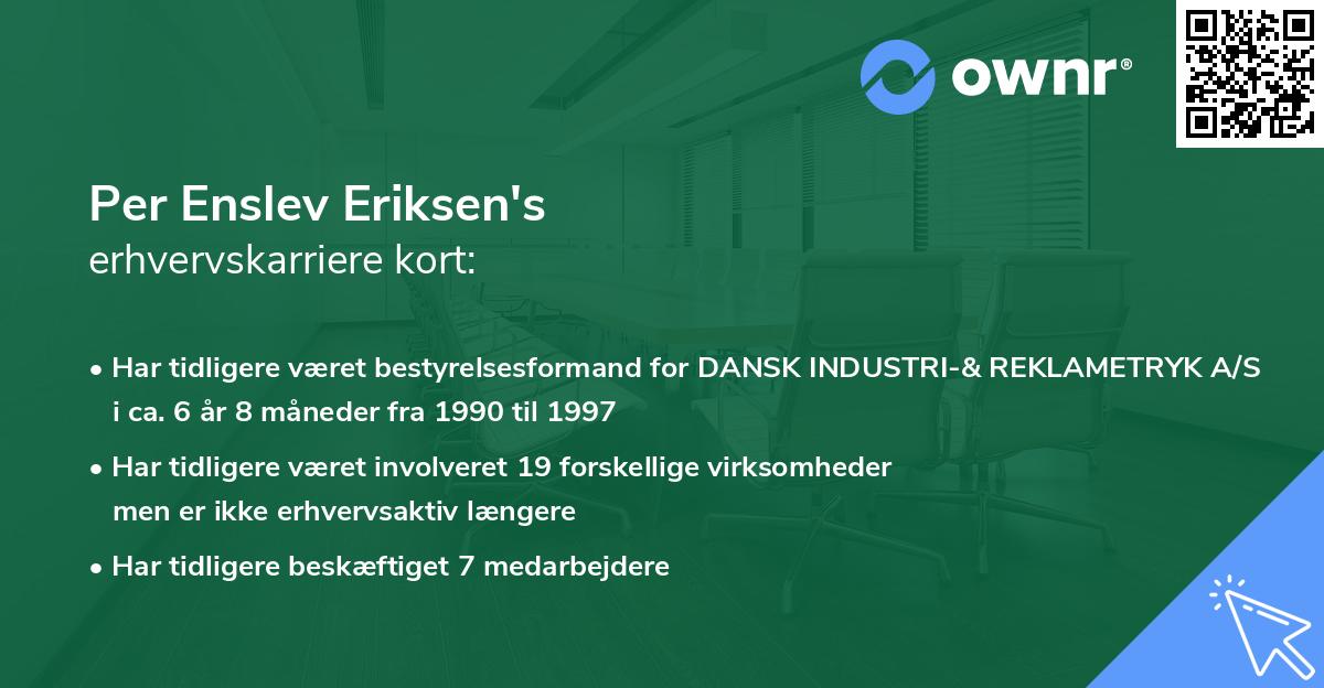 Per Enslev Eriksen's erhvervskarriere kort