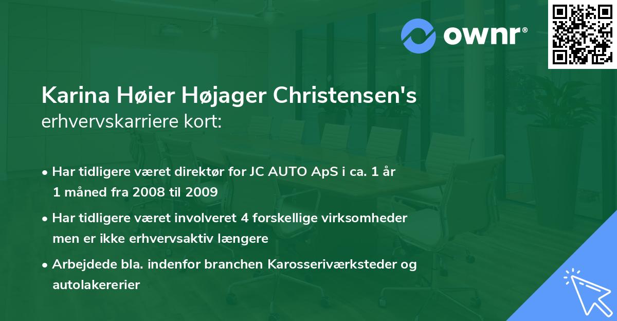 Karina Høier Højager Christensen's erhvervskarriere kort