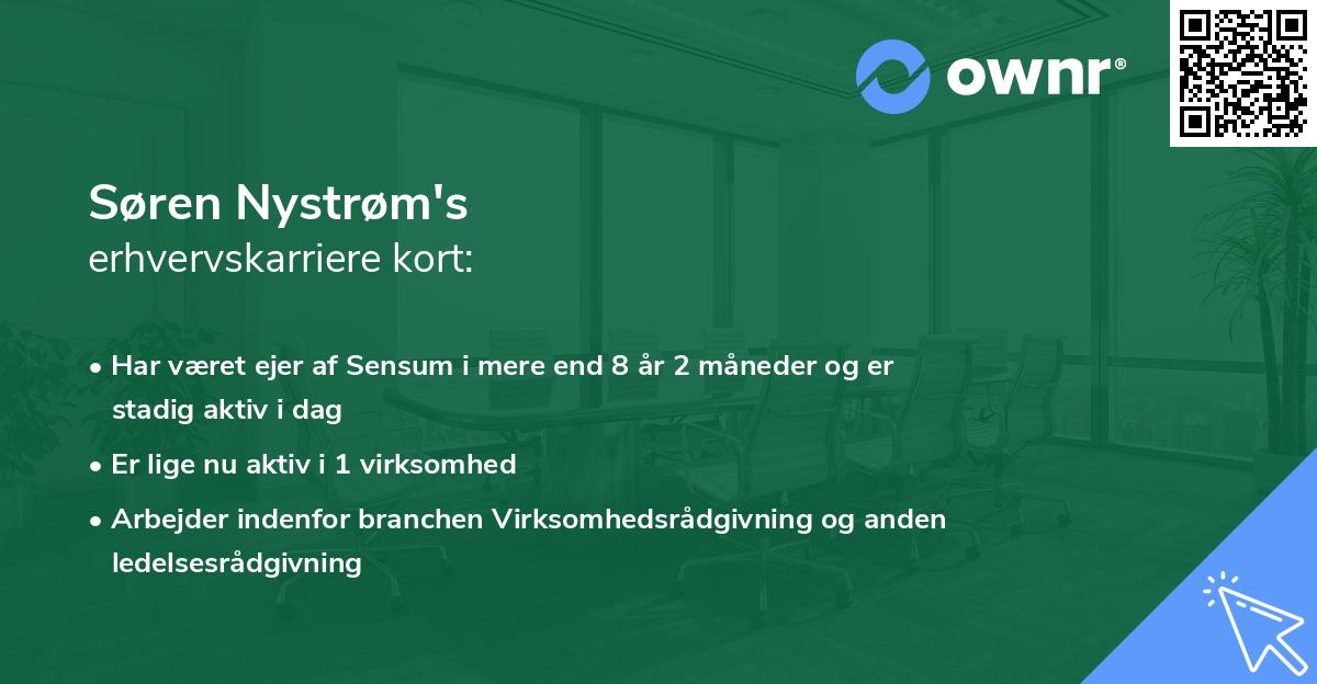 Søren Nystrøm's erhvervskarriere kort