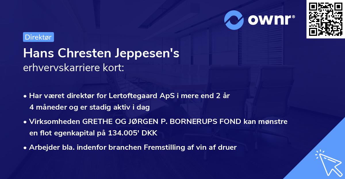 Hans Chresten Jeppesen's erhvervskarriere kort