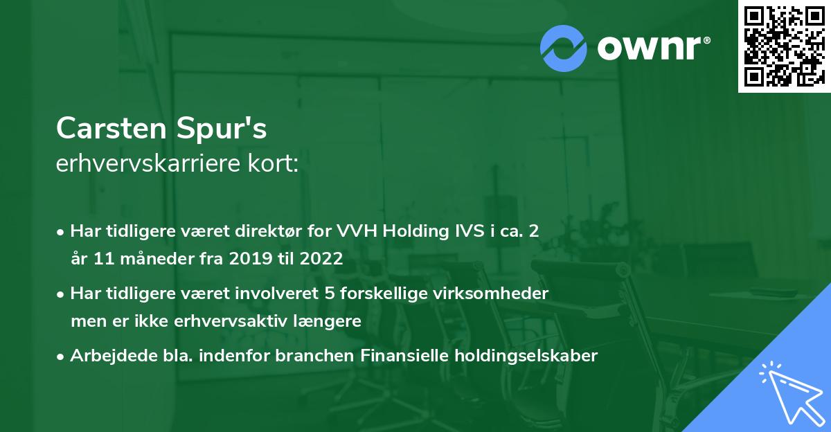 Carsten Spur's erhvervskarriere kort