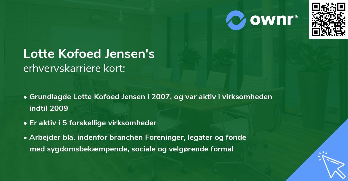 Lotte Kofoed Jensen's erhvervskarriere kort