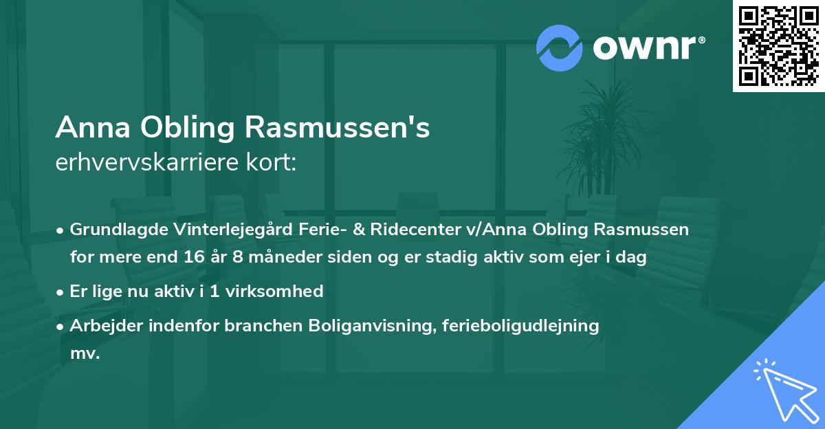 Anna Obling Rasmussen's erhvervskarriere kort