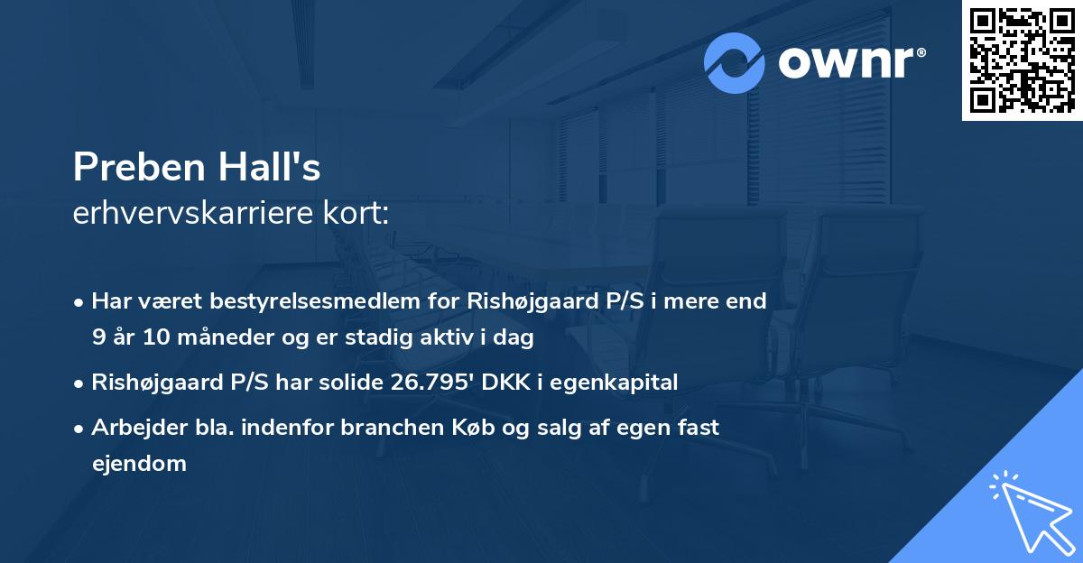 Preben Hall's erhvervskarriere kort